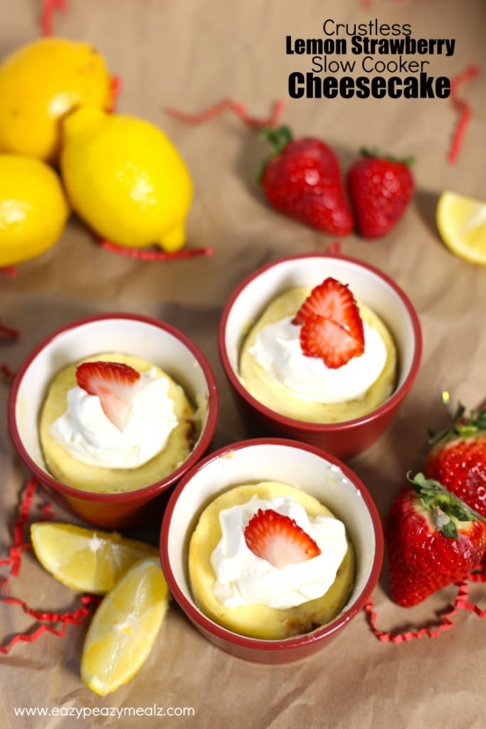 Crustless Lemon Strawberry Slow Cooker Cheesecake Easy Peasy Meals