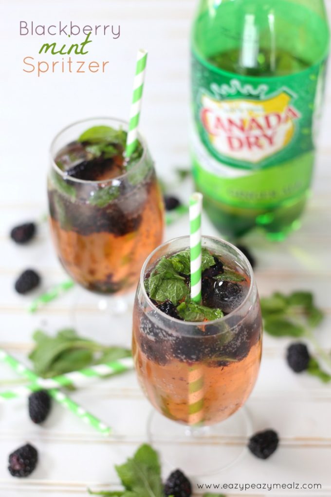 non alcoholic black berry mint spritzer #KeepSpringBubbly