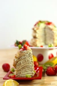 slice of lemon crepe cake