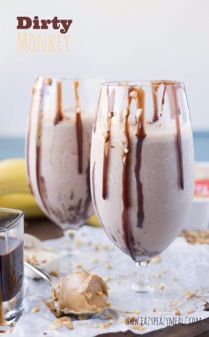 Dirty Monkey: Chocolate Peanut Butter Banana Protein Shake