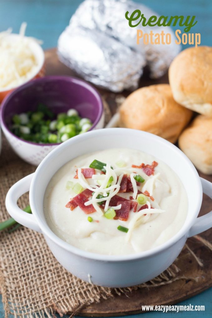 Creamy Potato Soup that has extra protein