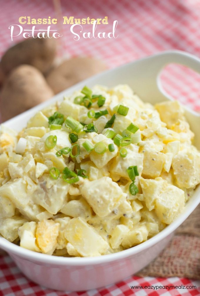 Mustard Potato Salad: bursting with amazing flavors, and perfect for serving up at a backyard BBQ!