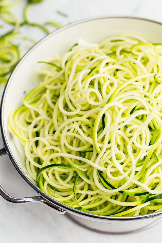 Zoodles or zucchini spiraled noodles