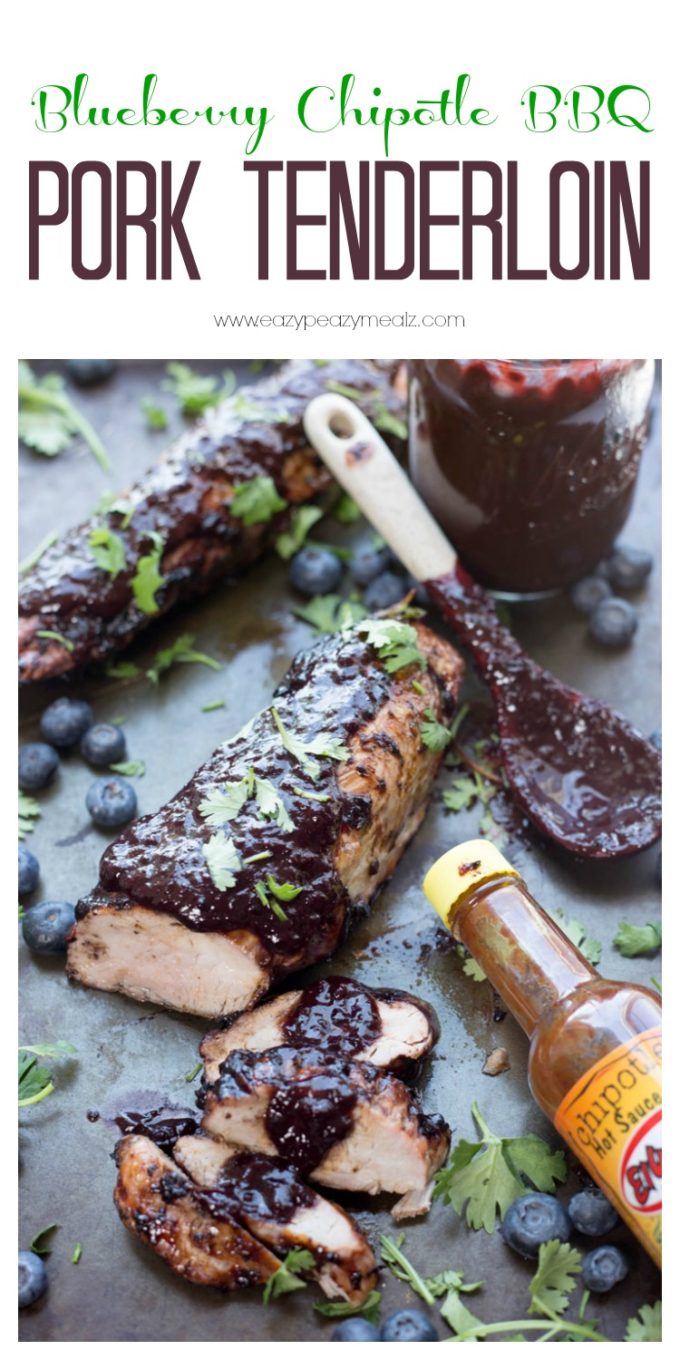 Pork tenderloin, glazed with a homemade blueberry Chipotle BBQ sauce and grilled to perfection