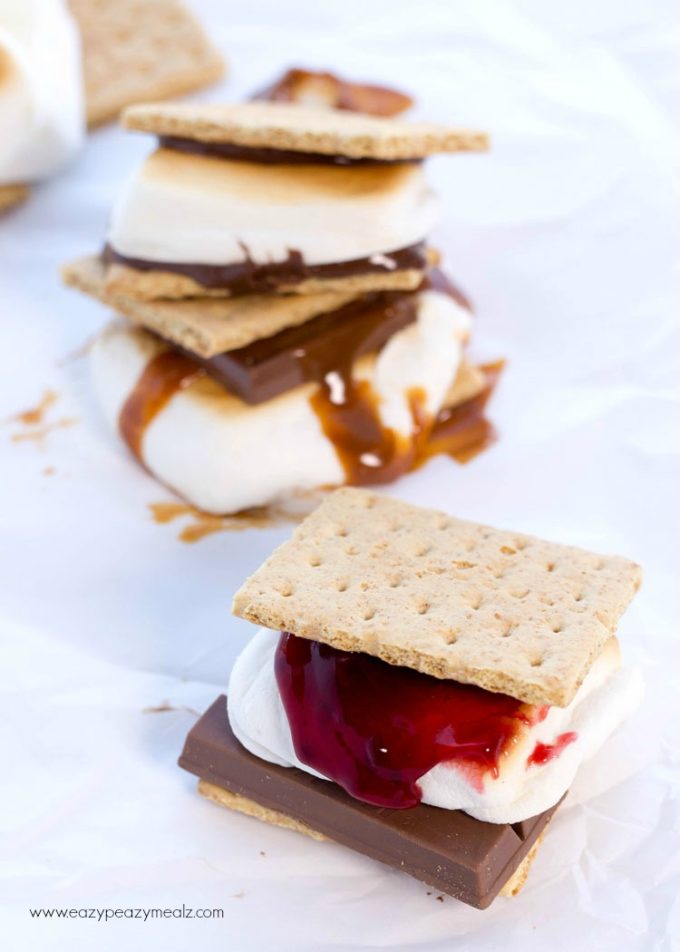 Chocolate Covered Raspberry Smore: Crispy Chocolate, Raspberry Pie Filling, and Toasted Marshmallow!