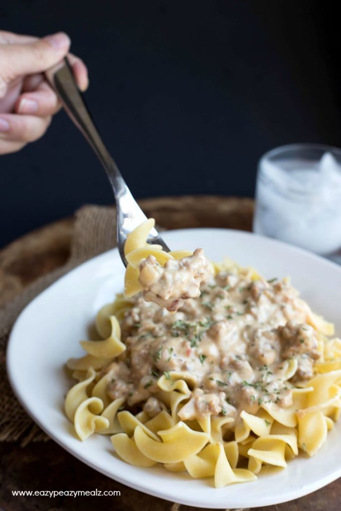 Ground turkey stroganoff