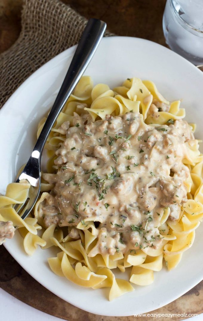 Turkey stroganoff, an easy stroganoff recipe using ground turkey. 