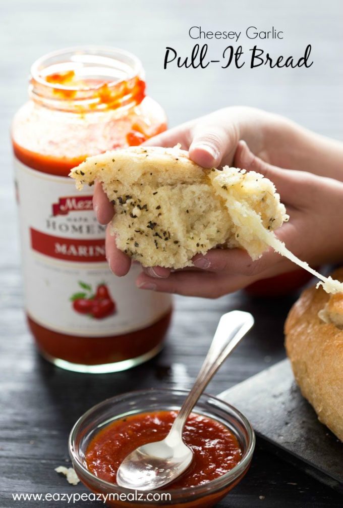 Cheesey Garlic Pull-It Bread: This bread is the perfect appetizer, takes only minutes to make, and is a real crowd pleaser. It is fantastic dipped in Marinara!