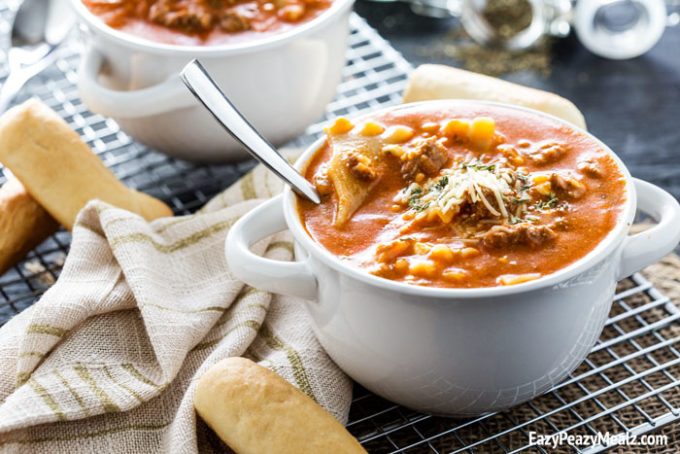 A comforting bowl of lasagna soup