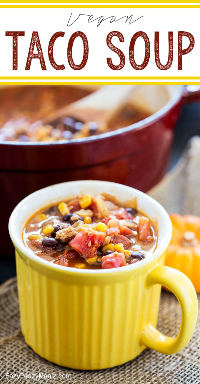 A comforting fall soup, Vegan Taco Soup is great for meatless monday or any day.