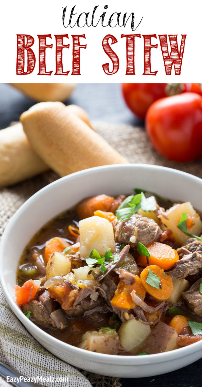 An Italian beef stew that is made in the slow cooker, and absolutely delicious