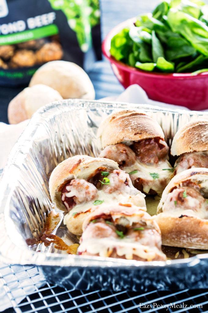 Beyond Meat mini meatball subs. Delicious and easy!