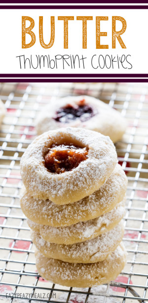 Butter thumbprint cookies are easy to make and perfect for holiday baking. Yum!