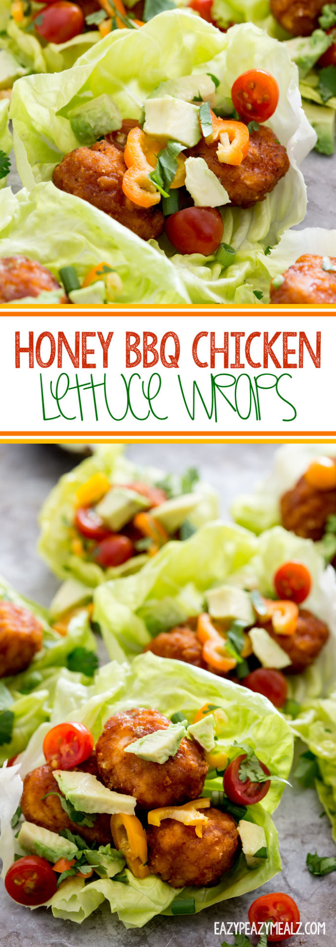 Honey BBQ chicken lettuce wraps are easy to make and super flavorful