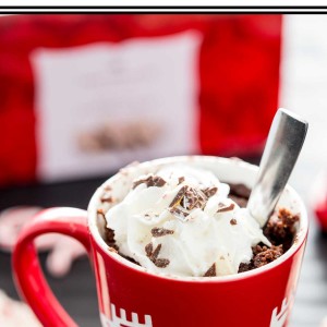 A holiday molten mug cake with peppermint and chocolate!