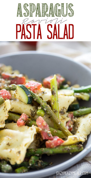 Asparagus Ravioli Pasta Salad is a delicious and fresh pasta salad that can served hot or cold; as a main dish or a side! A great recipe to keep in your entertaining arsenal.