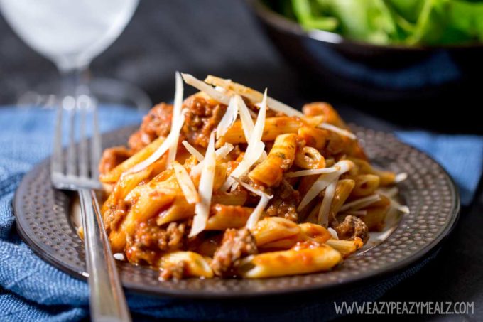 beef marinara penne, a easy pasta dinner, a simple weeknight meal