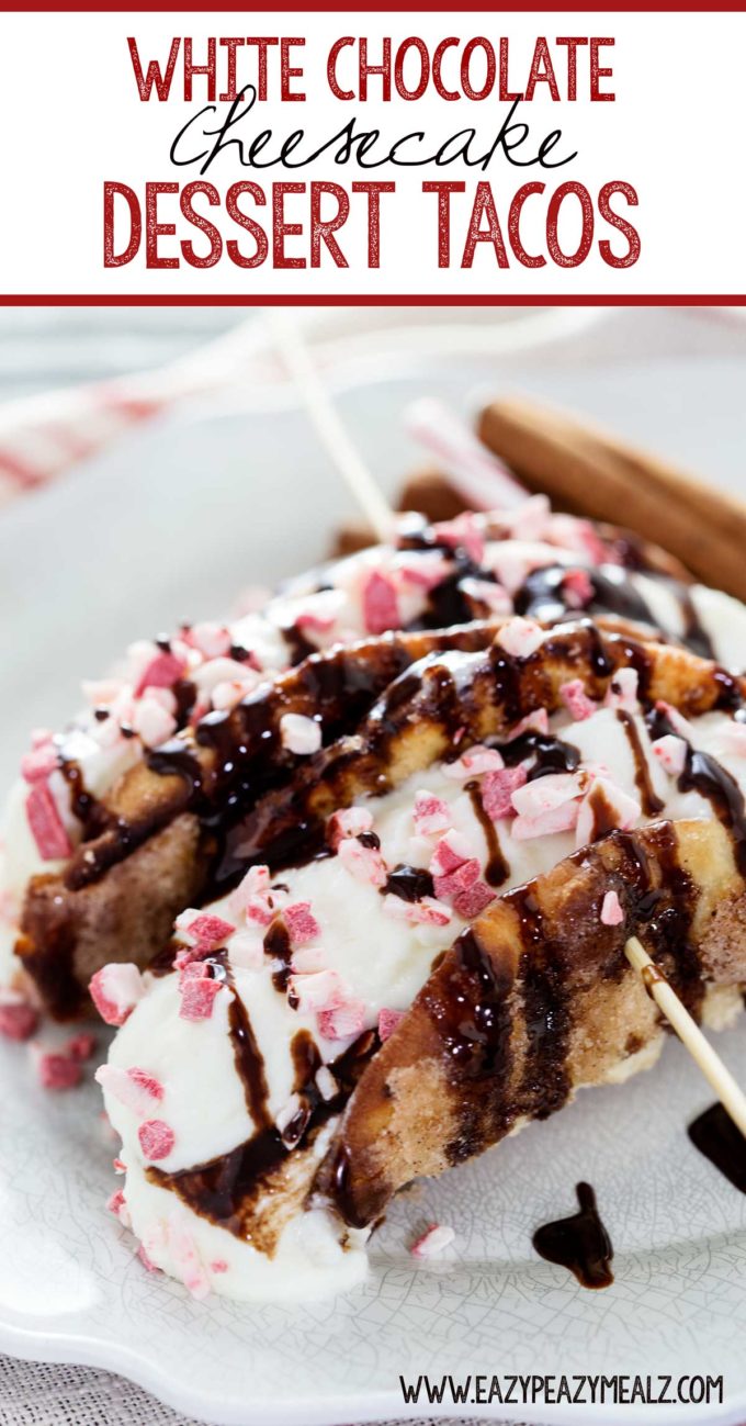 White chocolate peppermint cheesecake inside a crunchy cinnamon and sugar mini naan.