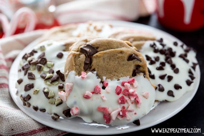 plate of easy holiday cookies, a simple dipped cookie, a delicious holiday dessert 
