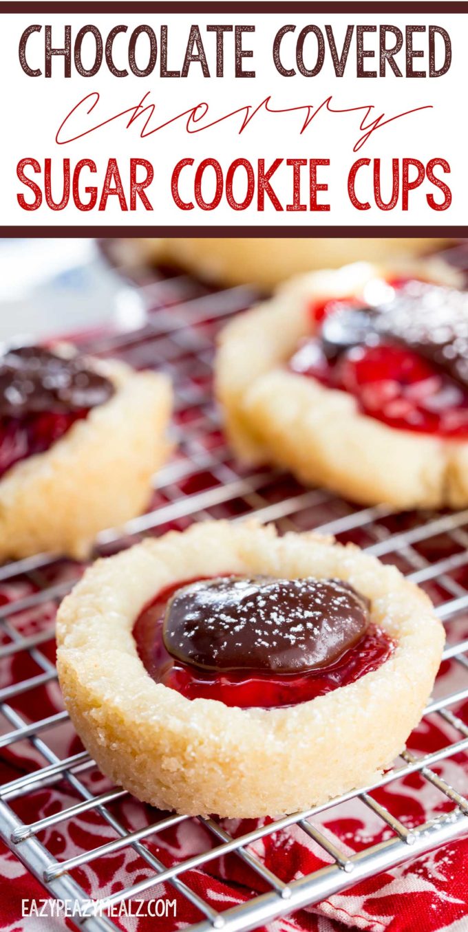 Chocolate Covered Cherry Sugar Cookie cups .