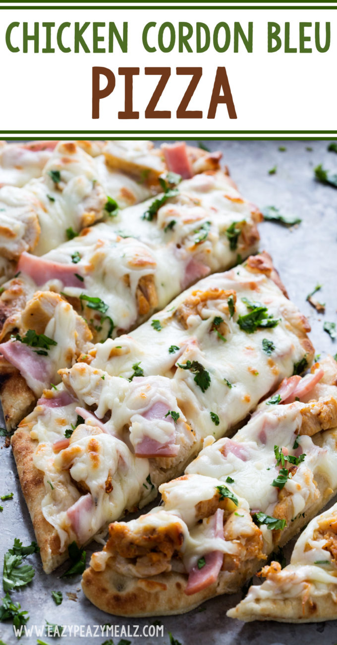 Midweek meals just got easier and tastier with this simple to make chicken cordon bleu pizza!