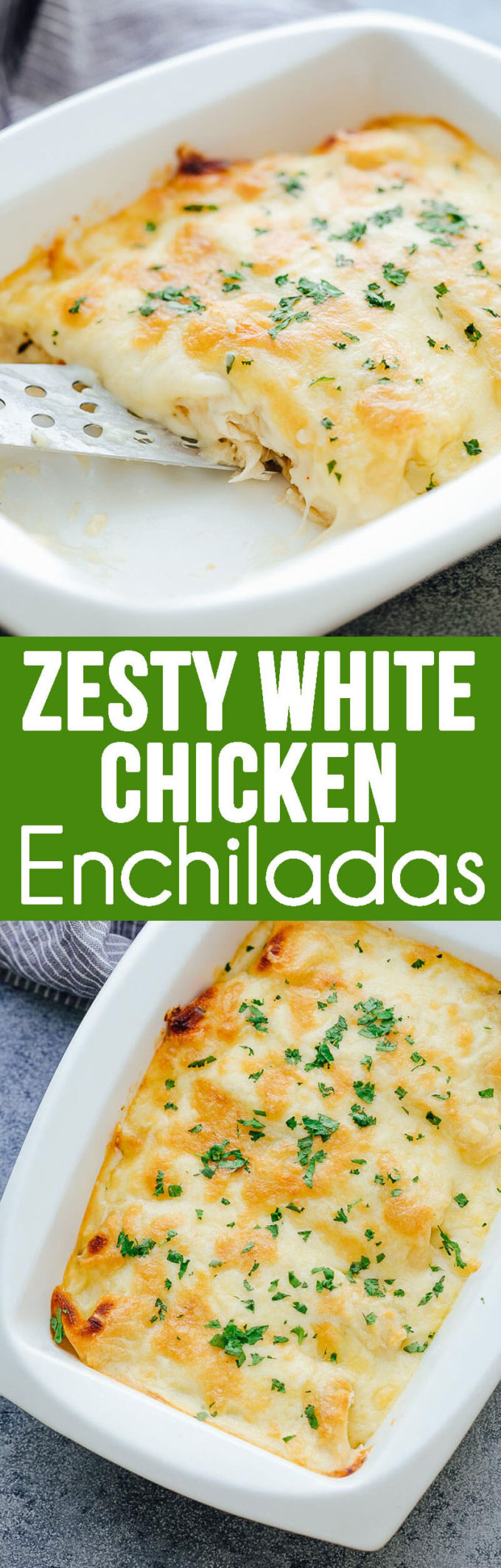 Zesty White Chicken Enchiladas, delicious and easy enchiladas. 