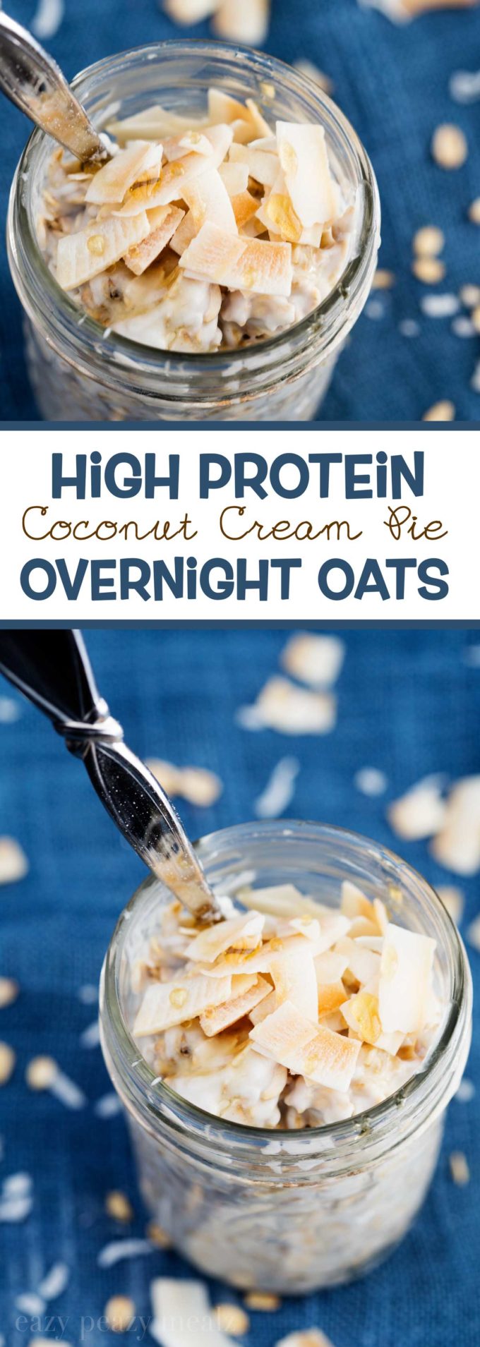 High Protein Coconut Cream Pie Overnight Oats, made with Vital Proteins collagen peptides. #ad