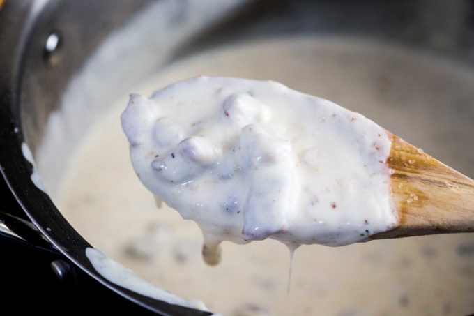 Chicken sausage gravy, a hearty breakfast, a delicious brinner, Biscuits and chicken sausage gravy 