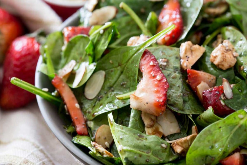 A berry feta salad with balsamic dressing