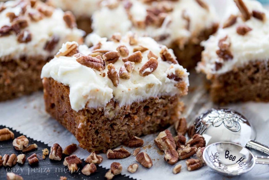 carrot cake bar with coconut cream cheese frosting 
