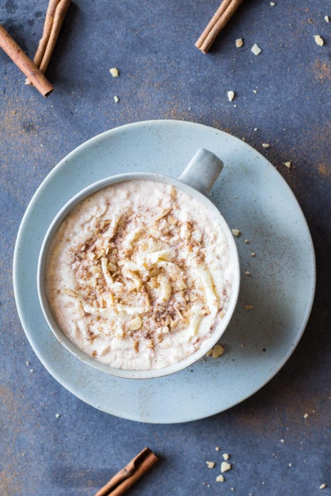 Yes! You read that right: HEALTHY Cinnamon Hot Chocolate. What is there not to love about this delicious drink that also serves as a healthy snack?