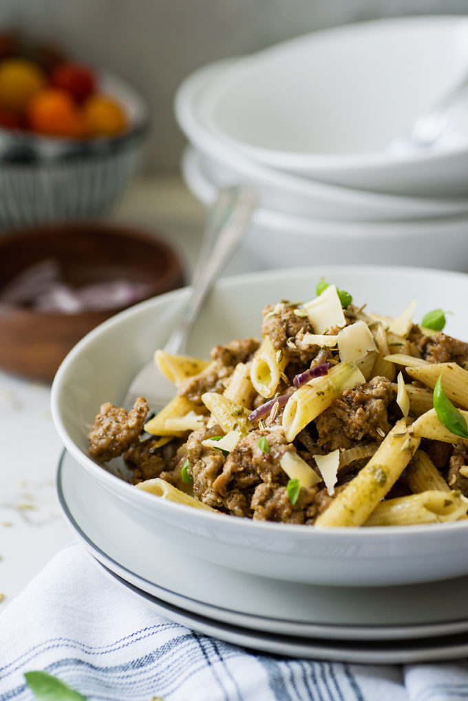 Italian Sausage and Basil Pesto Penne