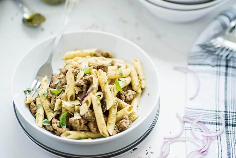 Italian Sausage and Basil Pesto Penne Easy Peasy Meals