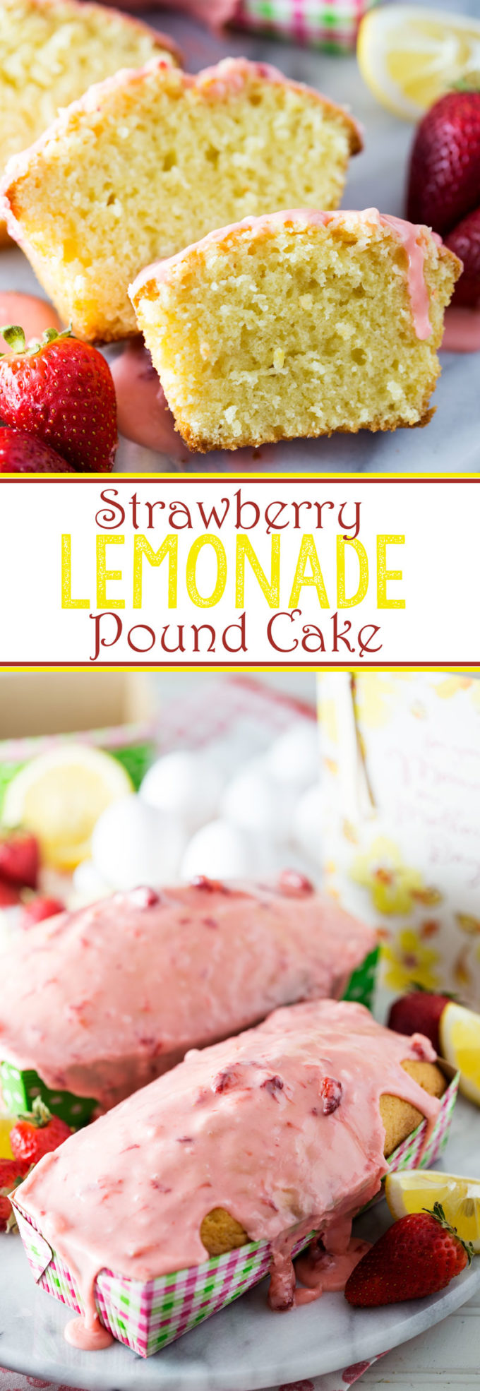Sweet and lemon-y with a strawberry glaze, this Strawberry Lemonade Pound Cake makes for the perfect treat, and is ideal for gifting too