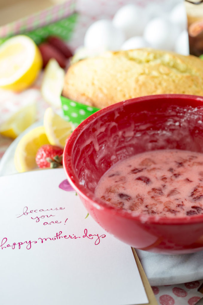 strawberry glaze to top the lemon pound cakes