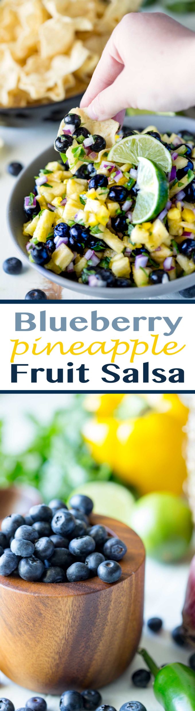 Blueberry Pineapple Fruit Salsa is the perfect combo of sweet and heat! Makes a great appetizer or topper for fish