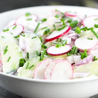 Cucumber radish salad with creamy dressing
