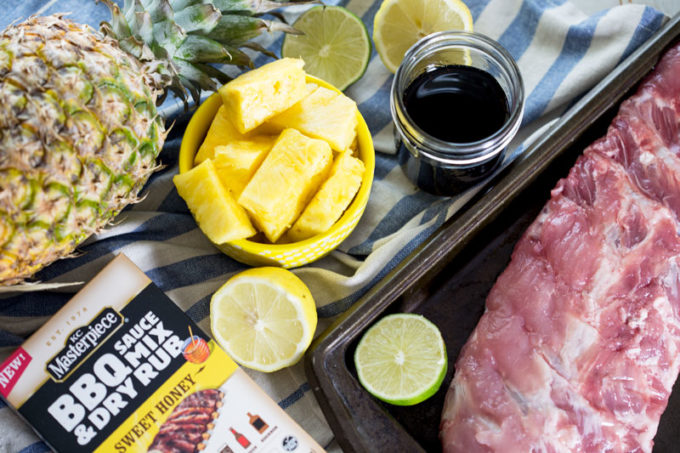 Fall off the bone tender island style pineapple BBQ pork ribs cooked in the slow cooker ingredients