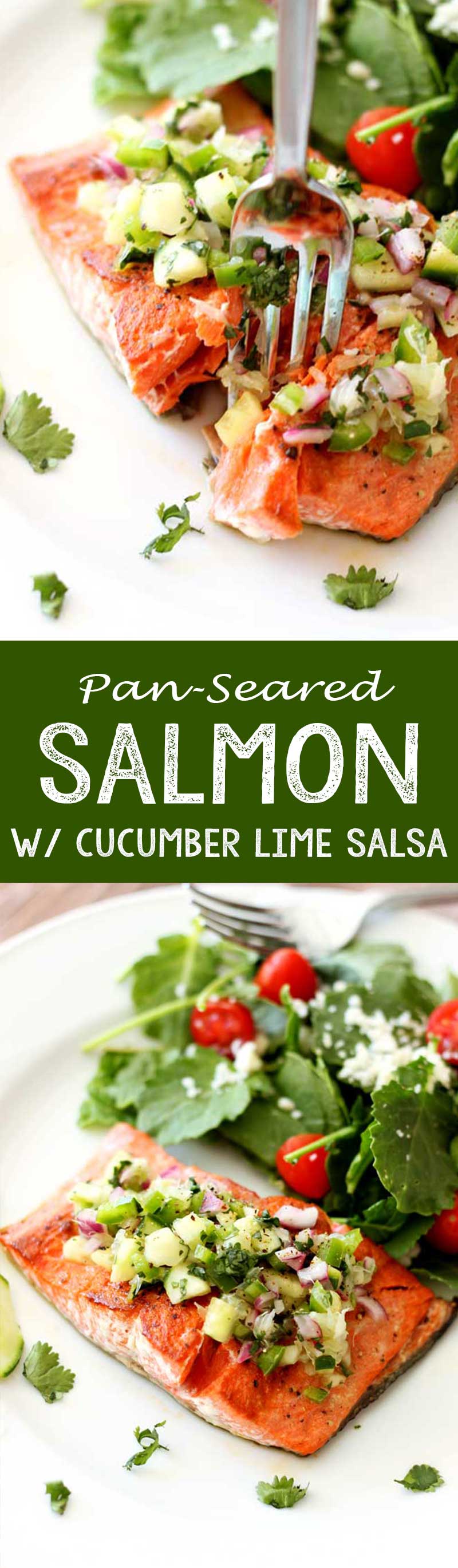 This was the easiest weeknight meal ever. Pan Seared Salmon with cucumber lime salmon