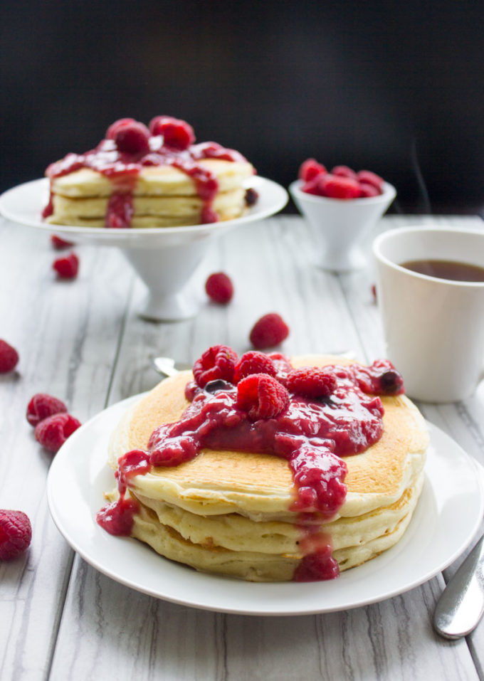 Raspberry Cheesecake Pancakes