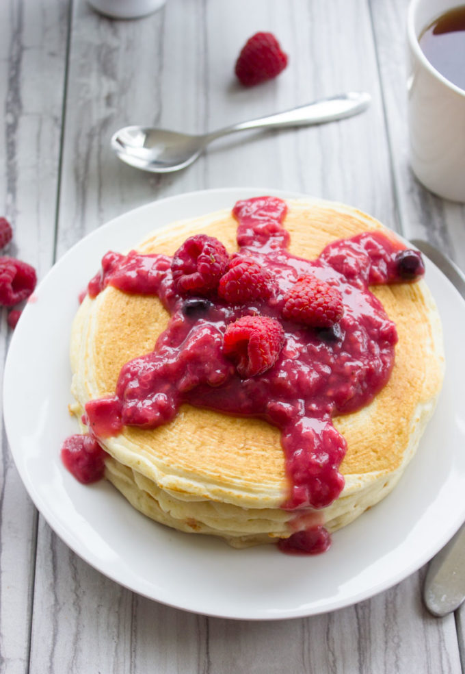Raspberry Cheesecake Pancakes