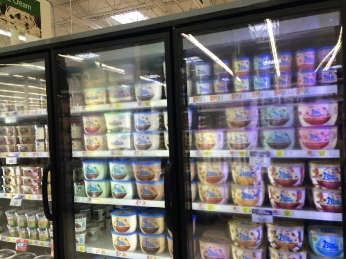 Walmart aisle for blue bunny ice cream
