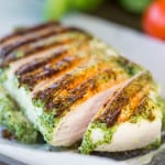 BBQ Basil Pesto Grilled Chicken - Pesto leaves, garlic, pine nuts and a dollop of olive oil will have you on the way to some succulent grilled chicken for dinner.