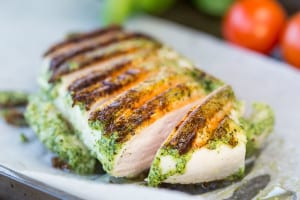 BBQ Basil Pesto Grilled Chicken - Pesto leaves, garlic, pine nuts and a dollop of olive oil will have you on the way to some succulent grilled chicken for dinner.