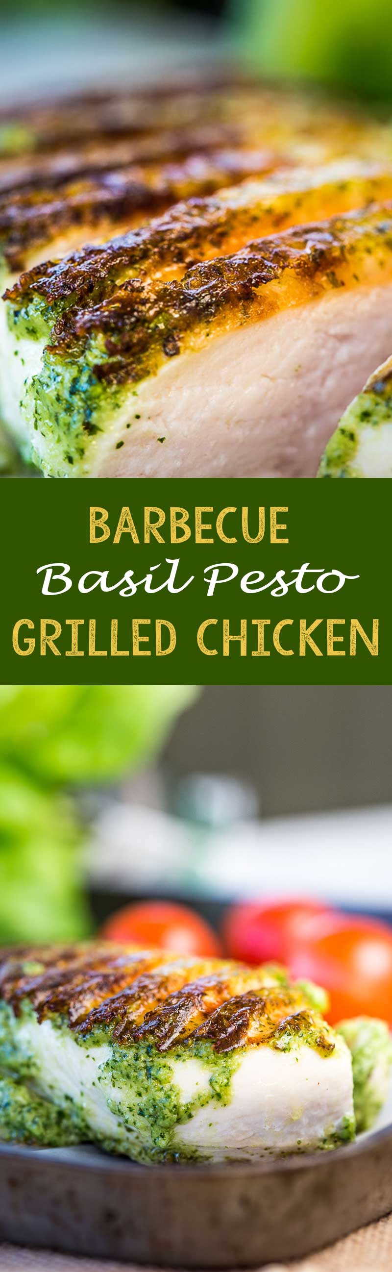 Barbecue pesto chicken grilled on the grill