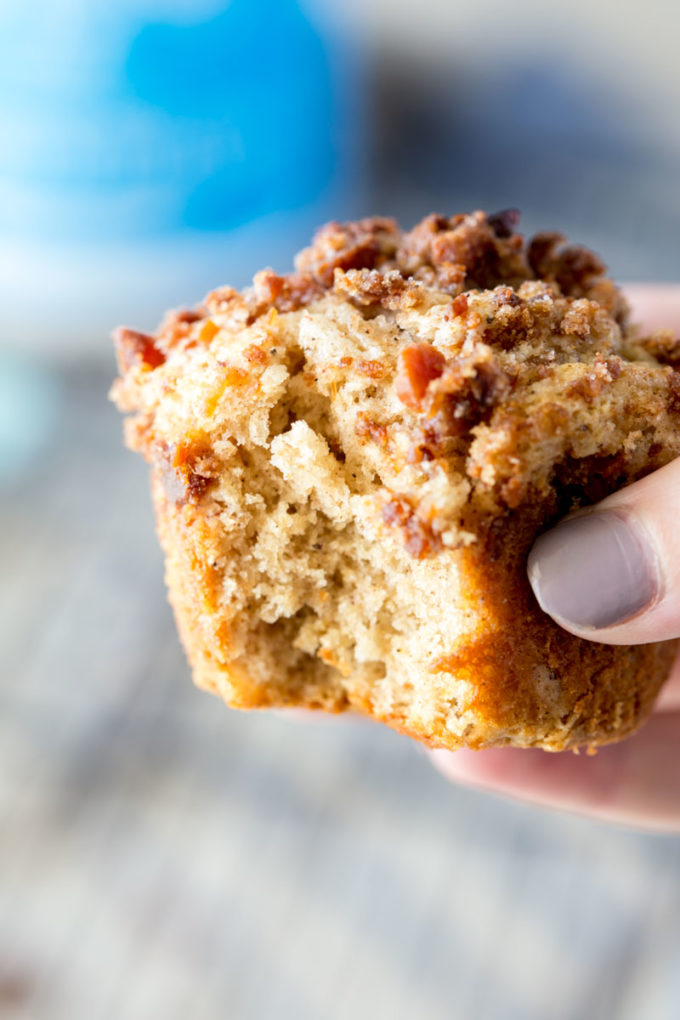 Bacon brown sugar streusel protein spice muffins