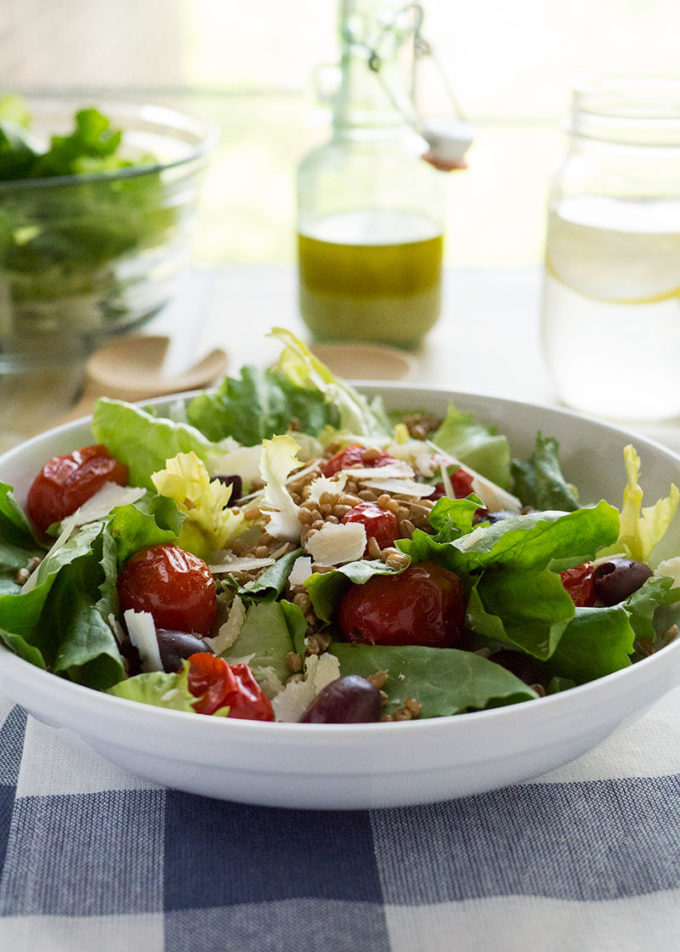 Make the most of your care-free summer afternoons with this crisp, refreshing Escarole, Roasted Tomato and Wheat Berry Salad.