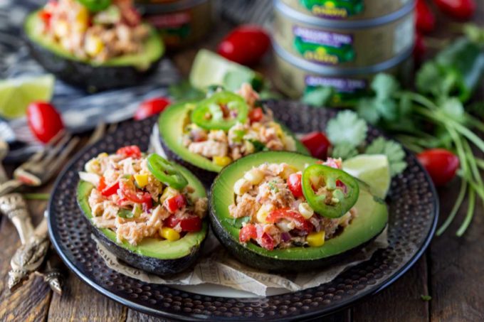 I made these for lunch the other day, and now I can't get enough of them. Tex Mex Tuna Salad Stuffed Avocados