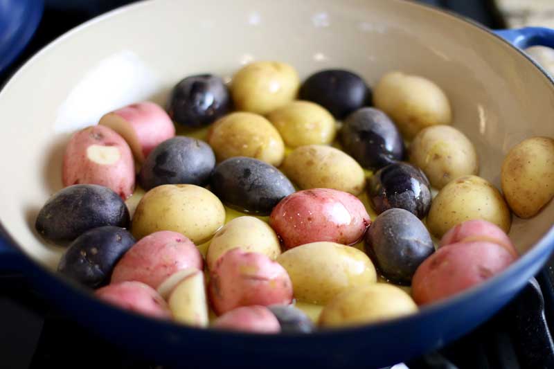 Potatoes for baked chicken and potato with lemon garlic sauce