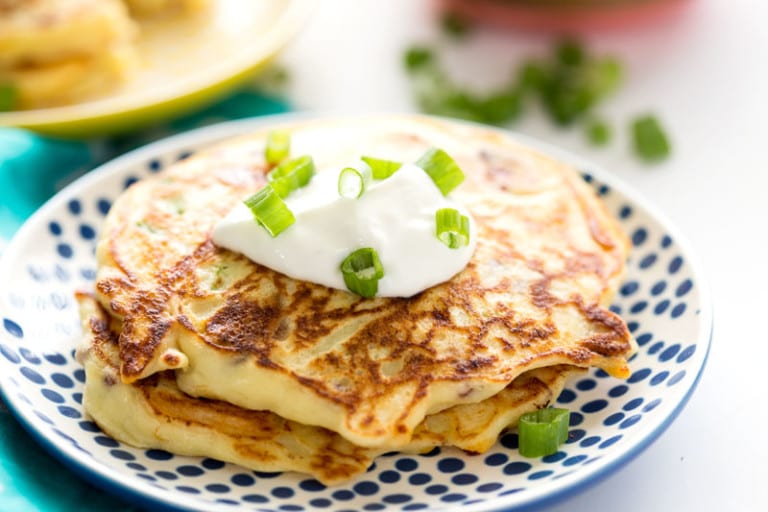 Savory Bacon, Cheddar, Chive Ricotta Pancakes Easy Peasy Meals